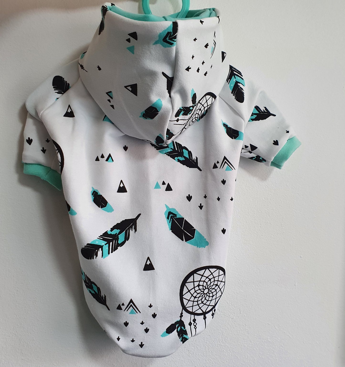 Hoodie Aqua Feathers